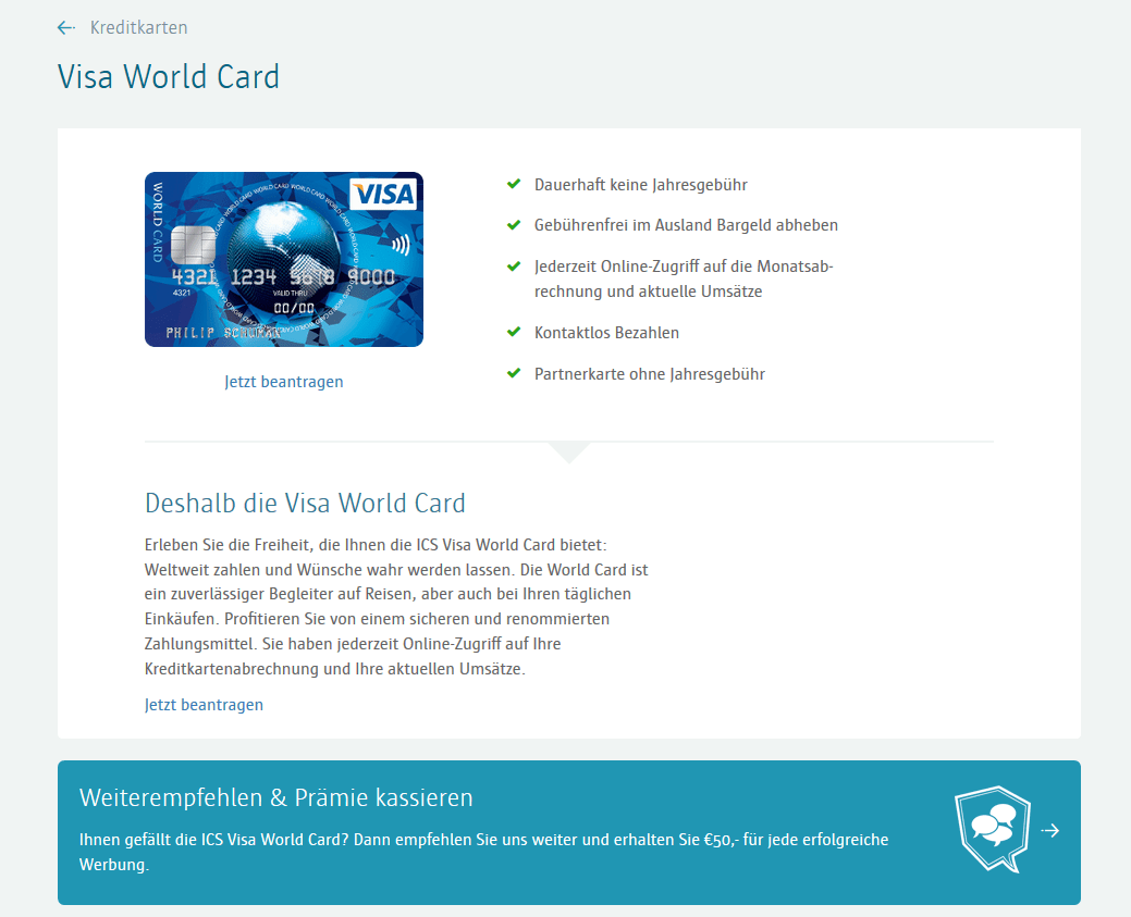 ICS Visa World Card Kreditkarte » Test, Erfahrungen & Prämie 08/2023