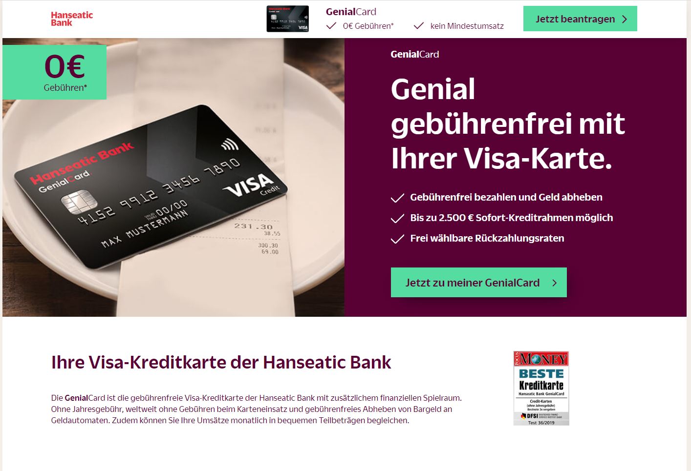 Hanseatic Bank GenialCard Kreditkarte » Testbericht und